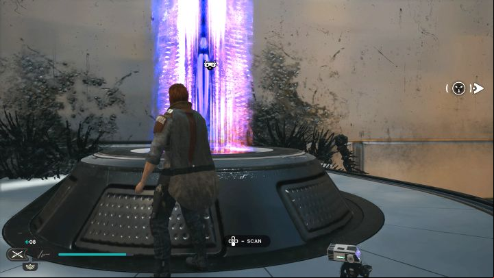 While bouncing off of the balloons in the central room, reach the shelf with a purple energy beam and scan it - Jedi Survivor: Republic Research Laboratory on Shattered Moon - list of secrets - Shattered Moon - Star Wars Jedi Survivor guide