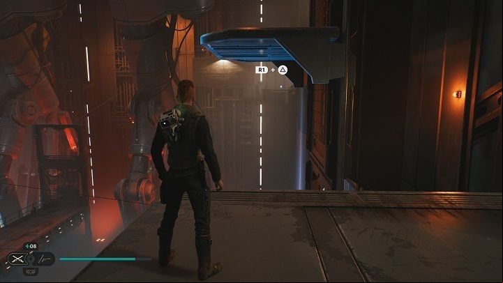 A bit farther away is a platform you can lower and jump on - you should spot the essence in the distance - Jedi Survivor: Generator Underbelly - list of secrets - Koboh - Star Wars Jedi Survivor guide