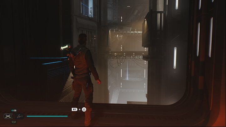A bit further are three large slabs you can use to run to the other side - watch out for the Droid there - Jedi Survivor: Generator Underbelly - list of secrets - Koboh - Star Wars Jedi Survivor guide
