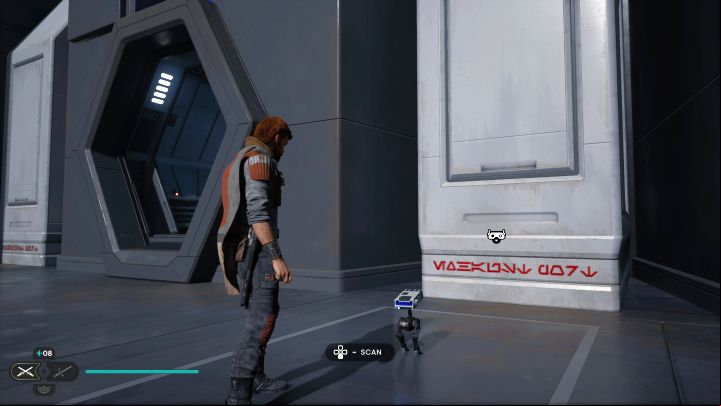 You have to scan the wall in the hangar where the Mantis is - Jedi Survivor: Hanga Bay Exterior on Nova Garon - list of secrets - Nova Garon - Star Wars Jedi Survivor guide