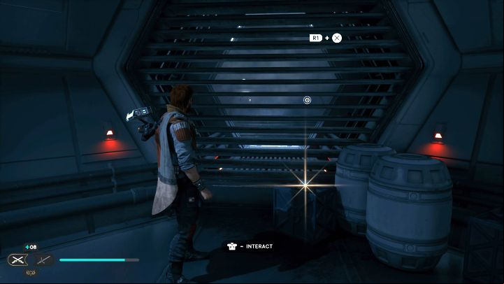 You will find a Priorite Shard in the corridor behind the area to scan related to the previous collectible - Jedi Survivor: Hangar Bay on Nova Garon - list of secrets - Nova Garon - Star Wars Jedi Survivor guide