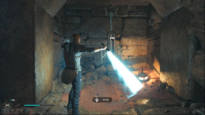 You will find this collectible during your path through the ruins, soon after the section where you grab the ceiling - Jedi Survivor: Halls of Ranvell on Jedha - list of secrets - Jedha - Star Wars Jedi Survivor guide