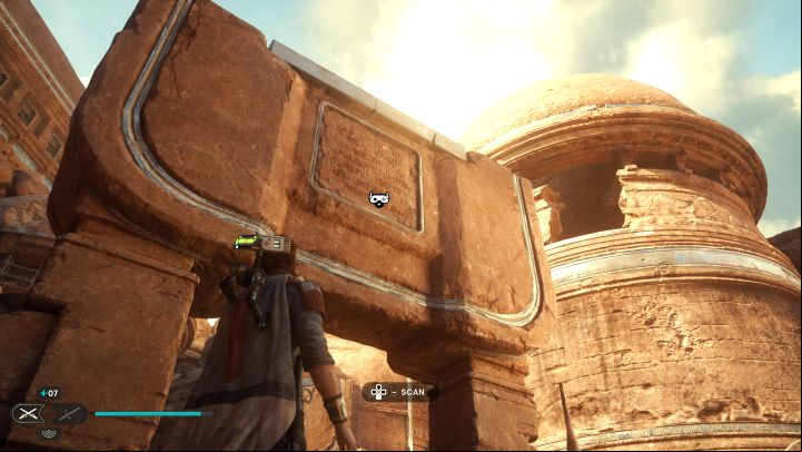 Scan the stone tablet encountered right after reaching this region for the first time - Jedi Survivor: Trailhead Pantheon on Jedha - list of secrets - Jedha - Star Wars Jedi Survivor guide