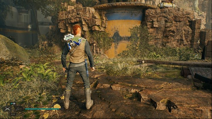 Leave the encampment, and destroy the nearby column, which will create a shortcut back to the meditation point - Jedi Survivor: Basalt Rift - list of secrets - Koboh - Star Wars Jedi Survivor guide