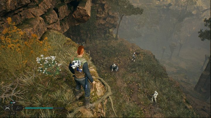 From Chest #3 location, jump down and follow the descending path - you'll some crumbled columns, but continue along the path and jump to the next ledge below - Jedi Survivor: Basalt Rift - list of secrets - Koboh - Star Wars Jedi Survivor guide