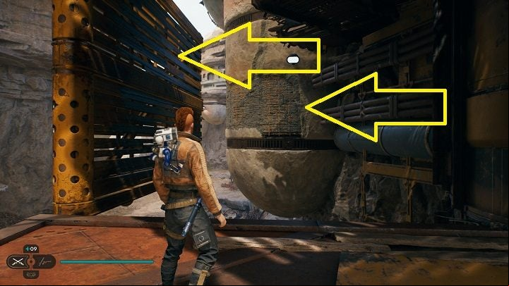 Cross a small bridge to the other side - Jedi Survivor: Bygone Settlement - list of secrets - Koboh - Star Wars Jedi Survivor guide