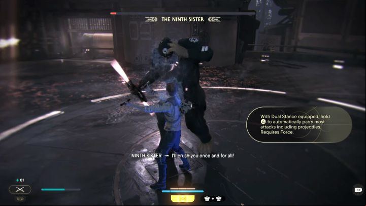 After advancing to the final part of the duel, you will unlock the Dual Stance - Jedi Survivor: How to defeat the Ninth Sister boss? - Bosses - Star Wars Jedi Survivor guide