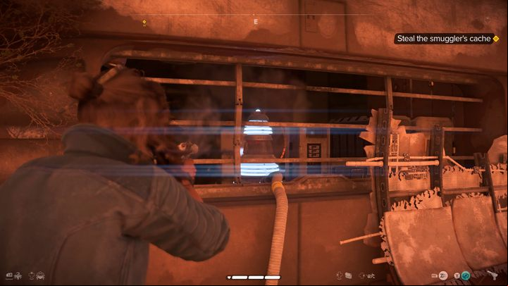 To open the door to the building, shoot an ion beam at the capacitor near the window - Star Wars Outlaws: New Tricks - walkthrough - Toshara - Star Wars Outlaws Guide