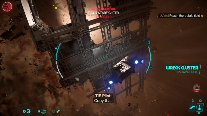 In space, head towards the mission marker - Star Wars Outlaws: False Flag - walkthrough - Toshara - Star Wars Outlaws Guide