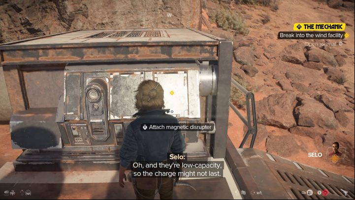To stop the large fan at the tunnel entrance, use the devices received from Selo - Star Wars Outlaws: The Mechanic - walkthrough - Toshara - Star Wars Outlaws Guide