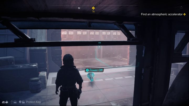 To proceed further, use Nix's help by turning off the force field - Star Wars Outlaws: The Mechanic - walkthrough - Toshara - Star Wars Outlaws Guide