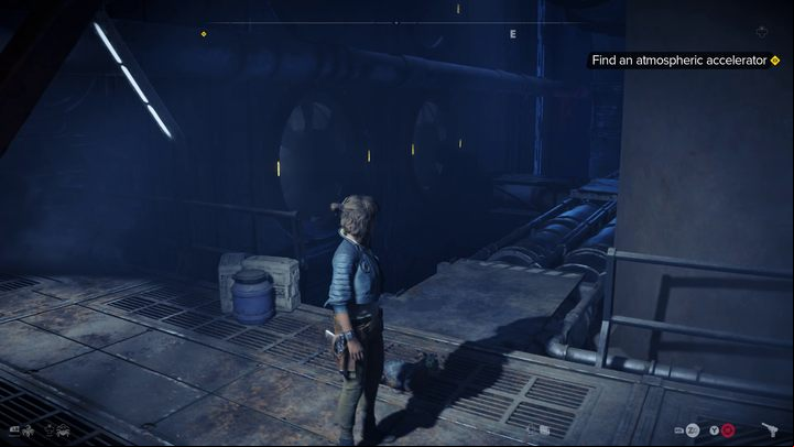 In the platforming sections you will have to watch out for fans that activate from time to time - Star Wars Outlaws: The Mechanic - walkthrough - Toshara - Star Wars Outlaws Guide