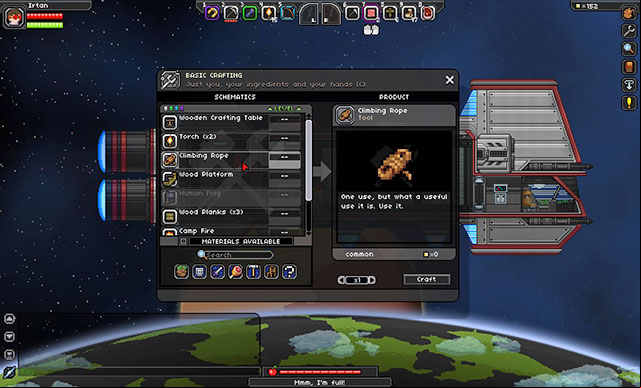 Item crafting window - Crafting of items - Craftsmans Guide - Starbound - Beta - Game Guide and Walkthrough