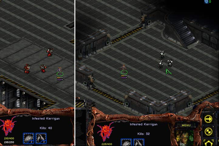 Send cloaked Kerrigan first and eliminate the Firebats. Nearby, there is a terran ambush. Take all your forces and walk into the room with 3 Marines inside. - Mission 5 - The Amerigo | Zerg | Campaign Walkthrough - Zerg - StarCraft: Remastered Game Guide