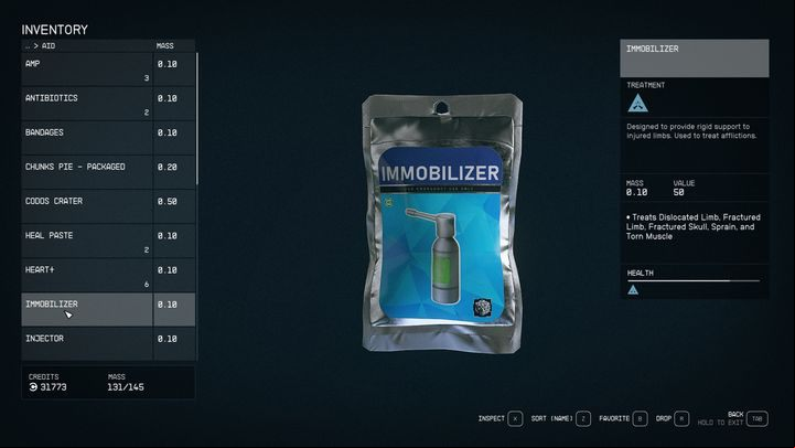 First of all, stock up on medicine for specific afflictions - Starfield: How to remove a negative status? - Character development and team - Starfield Guide