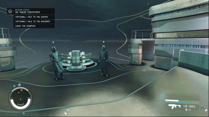 Tidbit - after talking to Starborn at the bridge, you can attack them, but nevertheless, they cannot be killed - Starfield: In Their Footsteps - walkthrough - Main missions - Starfield Guide