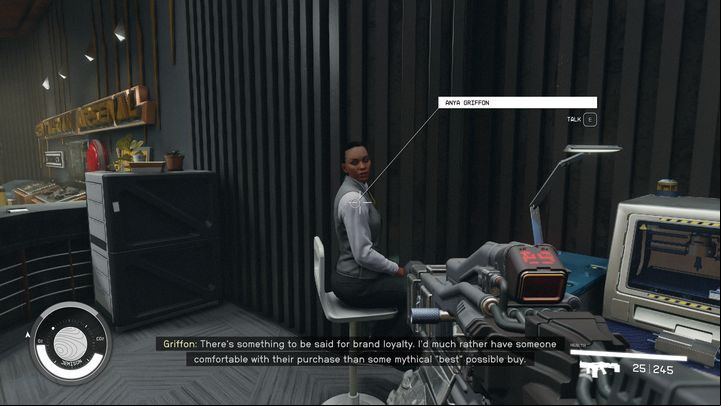 To view all the shop has to offer, talk to Anya Griffon, the clerk on duty - Starfield: Merchants and shops - New Atlantis - Stores and services - Starfield Guide