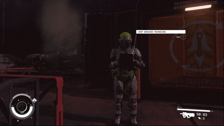 Ship Services Technician on Cydonia can be found close to the entrance to Cydonia: Central Hub - Starfield: Merchants and shops - Cydonia - Stores and services - Starfield Guide