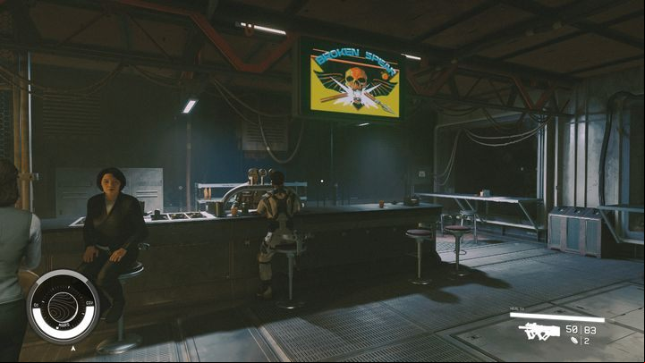 This bar is found on your right as you enter the Hub - Starfield: Merchants and shops - Cydonia - Stores and services - Starfield Guide