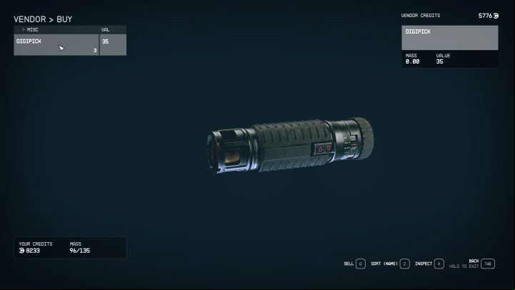 Extra tip - that vendor's offer refresh every 48 hours - Starfield: Lockpicking mini-game - Basics - Starfield Guide