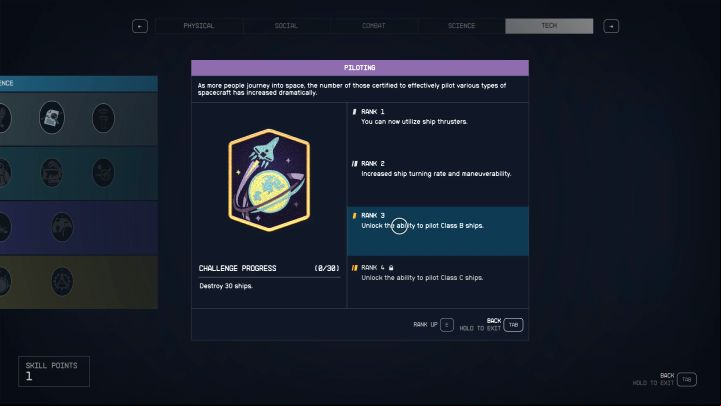 To fly larger ships, you must first unlock and increase your Piloting skill - Starfield: How to easily increase Piloting? - Character development and team - Starfield Guide