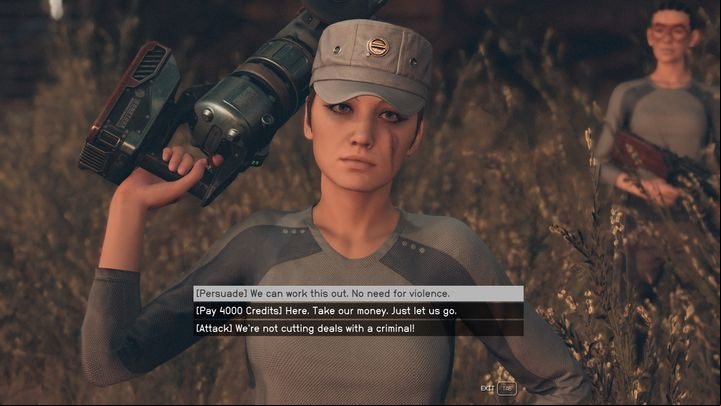 If you managed to bribe the gang or convinced them to stand down, they will help you fight a few Ashta, which are space animals inhabiting this planet - Starfield: The Empty Nest - walkthrough - Main missions - Starfield Guide