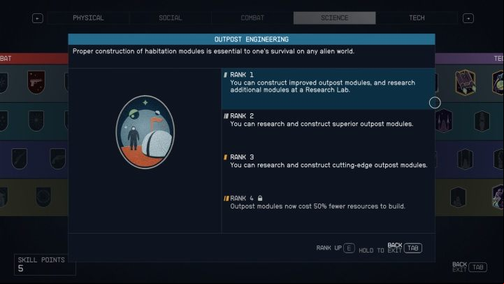Before you start expanding your outpost, unlock some essential skills - Starfield: Building an outpost - Basics - Starfield Guide