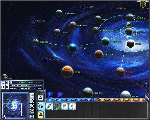 Endor-Bestine-Corulag-Corruscant route is main axis of the Empire. Take it over, and it will earn you a lot of credits. - Mission 3: Pirate manace - Empire campaign - Star Wars: Empire at War - Game Guide and Walkthrough
