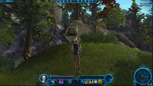 Climb the widest column wall till you are able to step onto the hill - Galactic History 10 (+2 Willpower) - Datacrons - Star Wars: The Old Republic Game Guide