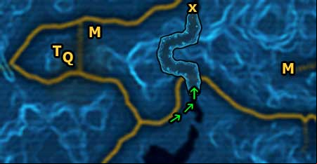 The first Datacron is hidden in front of the cave entrance, except that you cant reach it - Galactic History 09 (+2 Endurance) - Datacrons - Star Wars: The Old Republic Game Guide