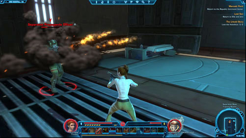 Keep killing the officers and search their bodies till two Holodiscs appear in your inventory (look out for the yellow beams of light coming out of the corpses of the officers - only these have the holodiscs) - (L04) The Untold Story - Ord Mantell - Star Wars: The Old Republic Game Guide