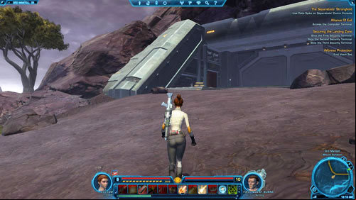 Make your way through the network of corridors to get to an open yard surrounded by lava - (L09) Witness Protection - Ord Mantell - Star Wars: The Old Republic Game Guide