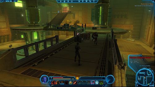 Once you get near the scanner, open the inventory and put on the acquired Guard Disguise (located in the Mission Items tab in the inventory ) - (L07) Economies of Scale - Imperial Agent - Star Wars: The Old Republic Game Guide