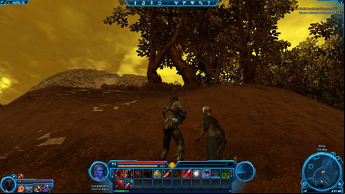 Datacron is hidden on the lower, southern hill level on which you need to jump down - before you do it, however, locate the Datacron itself - Galactic History 01 (+2 Aim) - Datacrons - Star Wars: The Old Republic Game Guide