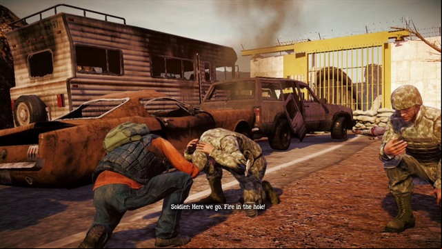 Tan will ask you for protection, while he will place explosives under the gate Once you reach the other side of the river use advantage of soldiers following you and search the surrounding houses - Army (main missions) - Walkthrough - State of Decay - Game Guide and Walkthrough