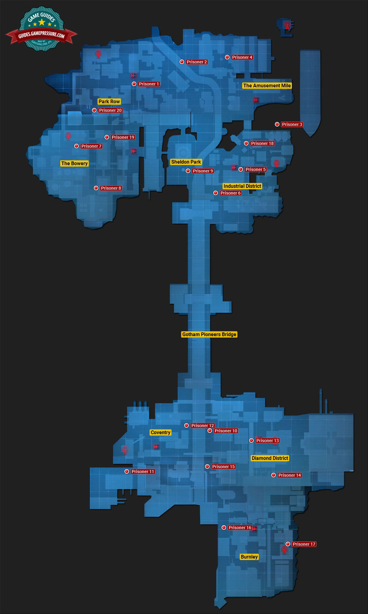 Batman: Arkham Origins map - Escaped Blackgate prisoners Batman: Arkham Origins map - Escaped Blackgate prisoners