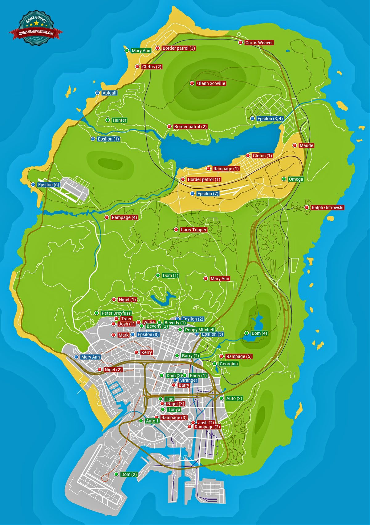 GTA V map - Strangers and Freaks missions GTA V map - Strangers and Freaks missions