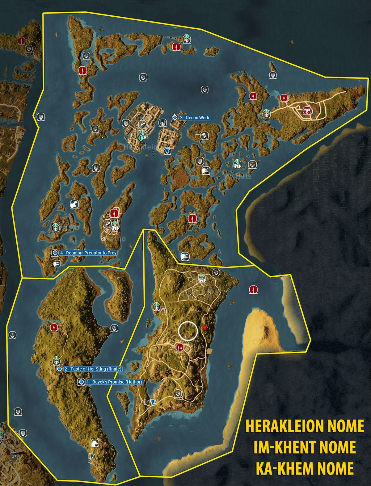 Map of Herakleion Nome, Im-Khent i Ka-Khem - Quests - Assassin's Creed Origins Map of Herakleion Nome, Im-Khent i Ka-Khem - Quests - Assassin's Creed Origins