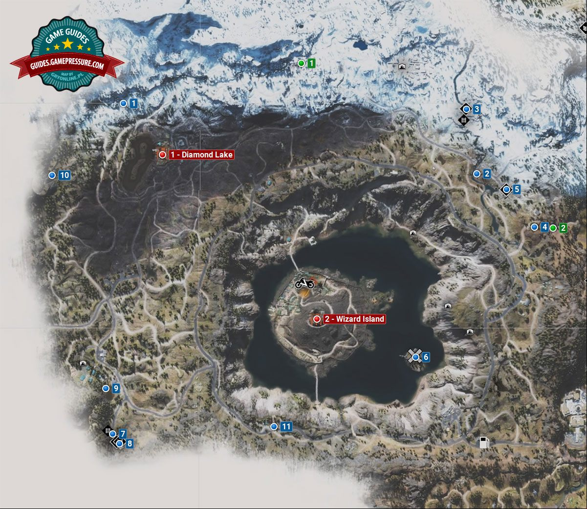 Days Gone - Crater Lake - Important locations Days Gone - Crater Lake - Important locations
