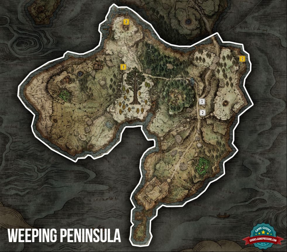 Elden Ring Map - Weeping Peninsula - Ashes Elden Ring Map - Weeping Peninsula - Ashes