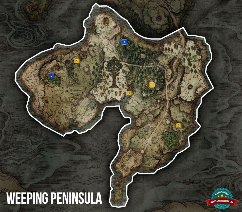 Elden Ring Map - Weeping Peninsula - Sorceries and Incantations Elden Ring Map - Weeping Peninsula - Sorceries and Incantations