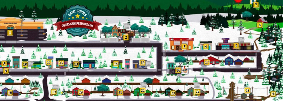 South Park Map - The East Side South Park Map - The East Side