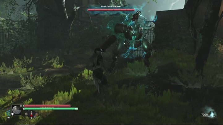 You can expect that an enemy from the Lumberer category will swing a big log - Steelrising: Unstable Lumberer - boss, how to beat? - Saint Cloud, the Queenss estate - Steelrising Guide, Walkthrough