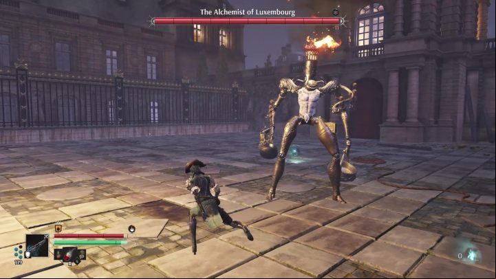 The Alchemist of Luxembourg is deadly at long range even in its first phase - Steelrising: The Alchemist of Luxembourg Titan - boss, how to beat? - Luxembourg - Steelrising Guide, Walkthrough