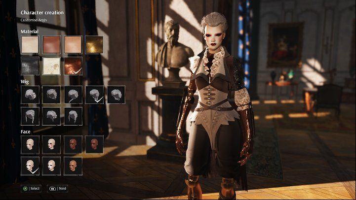 When creating a new character in Steelrising, players can customize the appearance of Aegis to some extent, change the color and texture of the material, hairstyle and even facial features, but have no influence on the protagonist's silhouette - Steelrising: Aegis - who is she? - FAQ - Steelrising Guide, Walkthrough