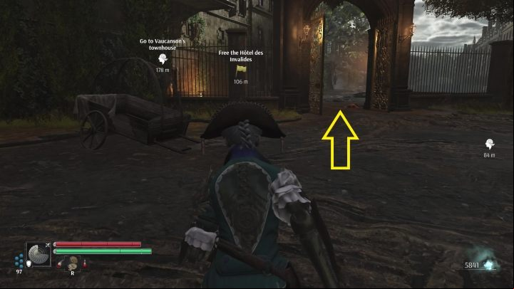 When you reach Les Invalides, turn left through the gate from the square where you are - Steelrising: To Les Invalides - walkthrough - Main missions - Steelrising Guide, Walkthrough