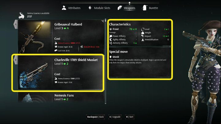 Weapons in Steelrising can be upgraded to a maximum of level 5 - Steelrising: Weapons - Basics - Steelrising Guide, Walkthrough