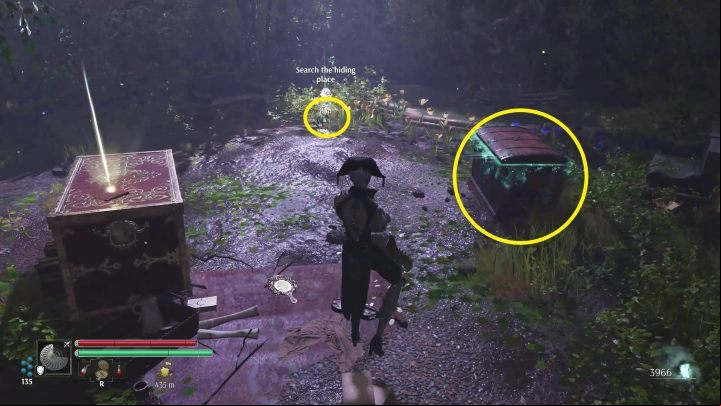 In the bushes you will find a clue about a person who may know the whereabouts of Athenais - Steelrising: Origins sidequest - walkthrough - Side missions - Steelrising Guide, Walkthrough