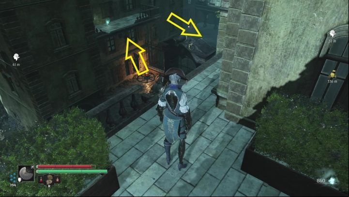 Jump over the balconies and get to the square behind the locked gate - Steelrising: Nicolas Flamels final journey - walkthrough - Side missions - Steelrising Guide, Walkthrough