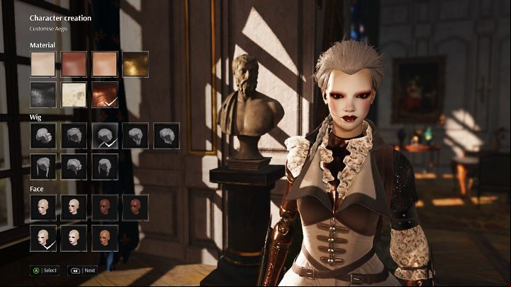 You can choose from 8 different Wigs - Steelrising: Character Creation - Basics - Steelrising Guide, Walkthrough